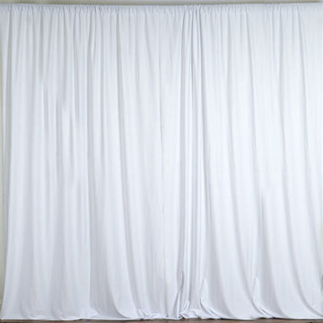 2 Pack White Scuba Polyester Event Curtain Drapes, Inherently Flame Resistant Backdrop Event Panels Wrinkle Free with Rod Pockets - 10ftx10ft