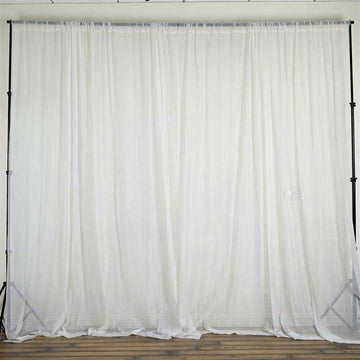 2 Pack White Sheer Chiffon Event Curtain Drapes, Inherently Flame Resistant Premium Organza Backdrop Event Panels With Rod Pockets - 10ftx10ft