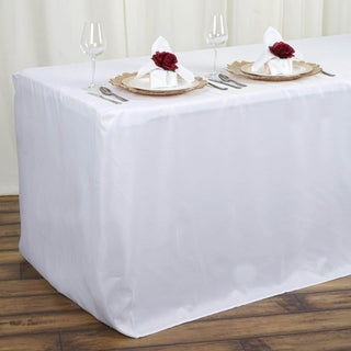 Versatile and Stylish White Fitted Polyester Table Cover Versatile and Stylish White Fitted Polyester Table Cover