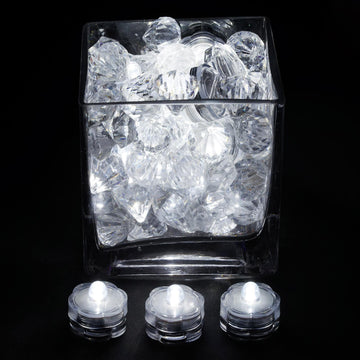 12 Pack White Flower Shaped Waterproof LED Lights, Battery Operated Submersible