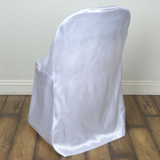 White Glossy Satin Folding Chair Covers