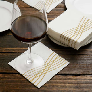 White / Gold Airlaid Linen-Feel Paper Cocktail Napkins - Elegant and Stylish White / Gold Airlaid Linen-Feel Paper Cocktail Napkins - Elegant and Stylish