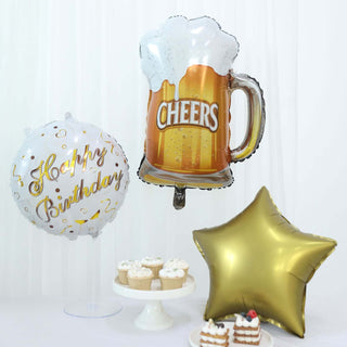 White/Gold Round Happy Birthday Mylar Foil Helium Latex Free Balloon Set White/Gold Round Happy Birthday Mylar Foil Helium Latex Free Balloon Set