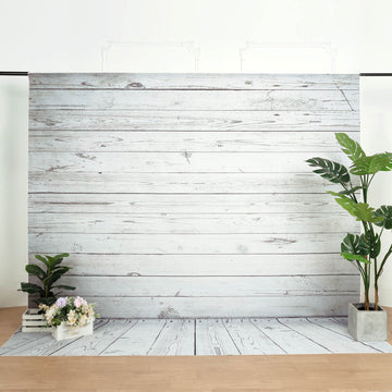 8ftx8ft White Gray Distressed Wood Panels Vinyl Photography Backdrop