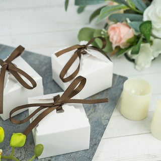 White Grosgrain Ribbon Tote Party Favor Gift Boxes - Elegant and Versatile