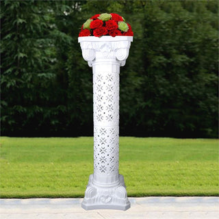 Add Elegance to Your Events with the 42" White Height Adjustable Artistic Venetian Roman Wedding Inspired Pedestal Column Plant Stand