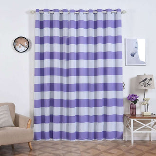 Elegant White/Lavender Lilac Cabana Stripe Thermal Blackout Curtains Elegant White/Lavender Lilac Cabana Stripe Thermal Blackout Curtains