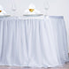 14FT White 3 Layer Tulle Tutu Pleated Table Skirt With Satin Attachment