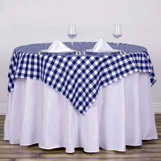 White/Navy Blue Buffalo Plaid Square Table Overlay White/Navy Blue Buffalo Plaid Square Table Overlay
