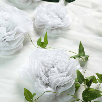Set of 6 White Peony 3D Paper Flowers Wall Decor - 7",9",11"