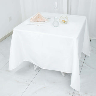 Experience Unmatched Elegance with the 70x70 White Premium Polyester Square Tablecloth Experience Unmatched Elegance with the 70x70 White Premium Polyester Square Tablecloth