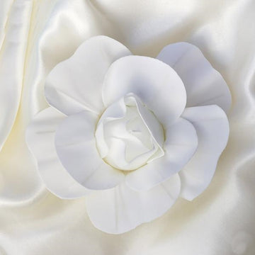 6 Pack 8" White Real Touch Artificial Foam DIY Craft Roses