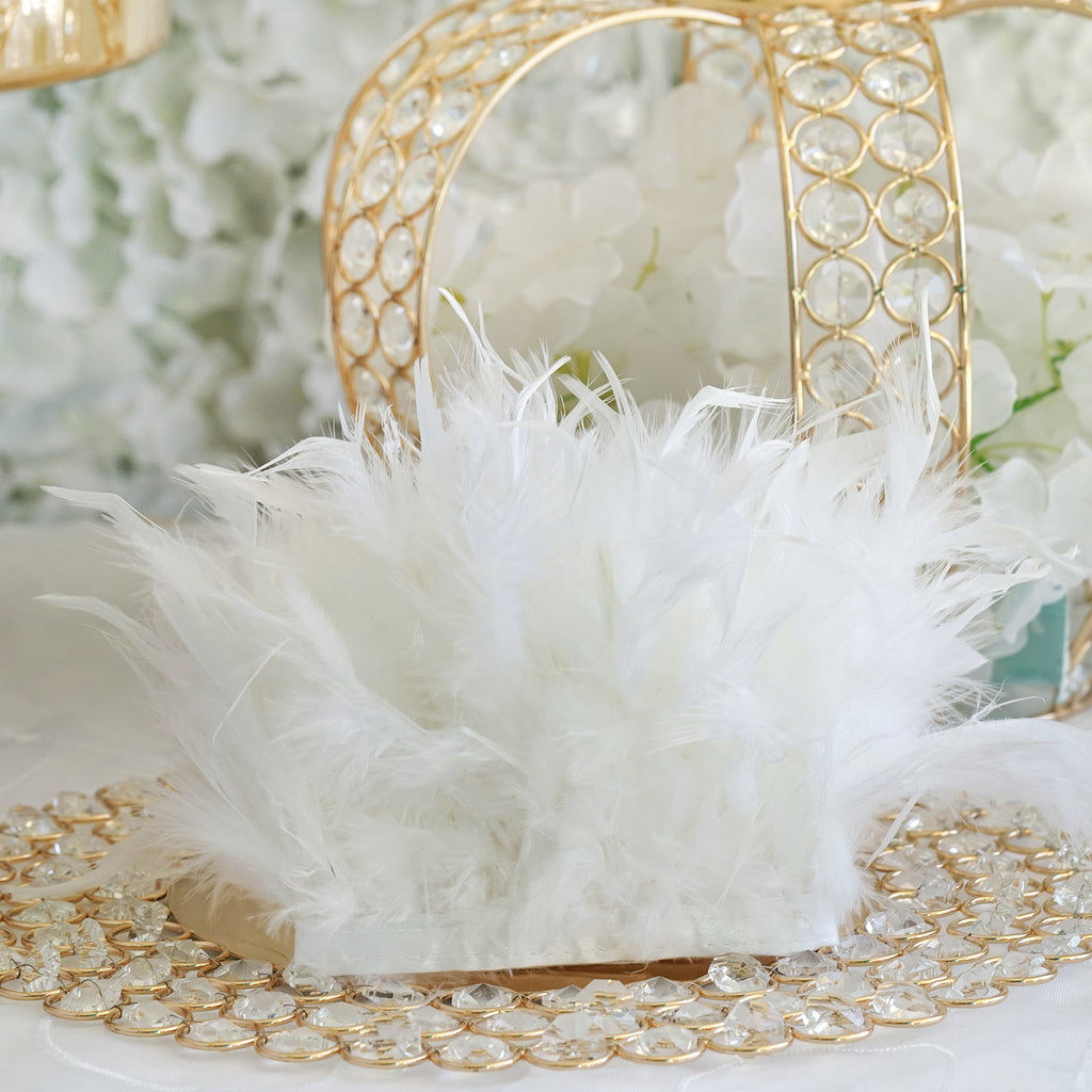 39-Inch long Natural Ostrich Feathers Trim Satin Ribbon Party Decorations  Sale