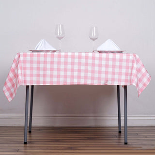 White/Rose Quartz Buffalo Plaid Square Tablecloth White/Rose Quartz Buffalo Plaid Square Tablecloth