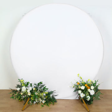 7.5ft White Round Spandex Fit Party Backdrop Stand Cover