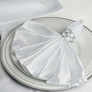 White Seamless Satin Cloth Dinner Napkins - Add Elegance to Your Table White Seamless Satin Cloth Dinner Napkins - Add Elegance to Your Table