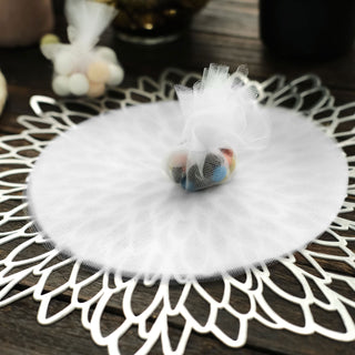 Elegant White Sheer Nylon Tulle Circles for DIY Crafts and Favor Wraps