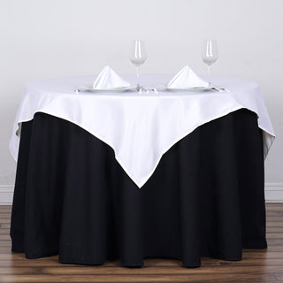 Elevate Your Event Decor with the White Square Polyester Table Overlay