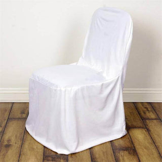White Stretch Slim Fit Scuba Chair Covers for Elegant Event Décor White Stretch Slim Fit Scuba Chair Covers for Elegant Event Décor