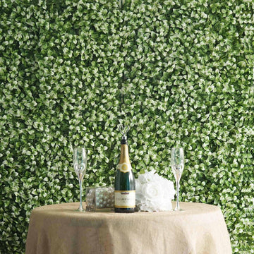 11 Sq ft. White Tip Green Boxwood Hedge Garden Wall Backdrop Mat - 4 Artificial Panels