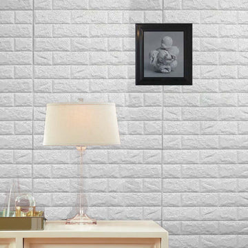 10 Pack White foam Brick Peel And Stick 3D Wall Tile Panels - Covers 58sq.ft