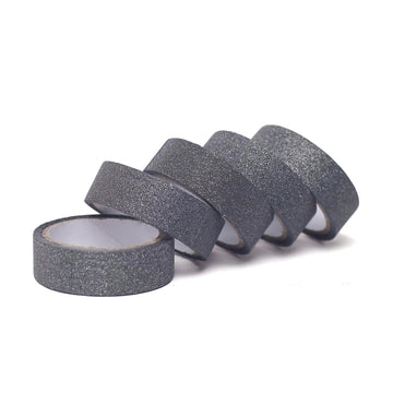 5 Pack 0.5"x5 Yards Charcoal Gray Washi DIY Craft Glitter Tape