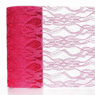 Elevate Your Event Decor with Fuchsia Floral Lace Tulle Fabric