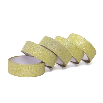 5 Pack 0.5"x5 Yards Gold Washi DIY Craft Glitter Tape