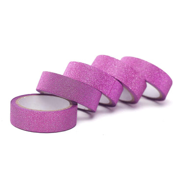 5 Pack 5 Yards Hot Pink Washi Glitter Tape Self Adhesive Craft Decorative Tape