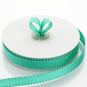 25 Yards 5 8" Hunter Green Stitched Wholesale Grosgrain Ribbon By The Roll - Clearance SALE