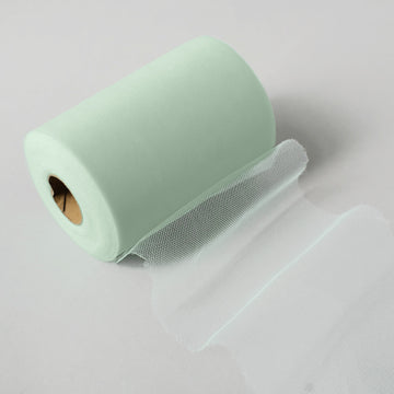 6"x100 Yards Mint Tulle Fabric Bolt, Sheer Fabric Spool Roll For Crafts