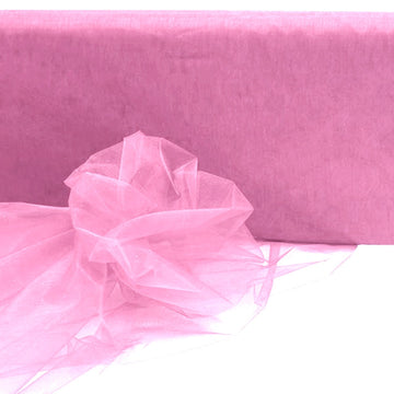 54"x40 Yards Pink Sheer Organza Fabric Bolt, DIY Craft Fabric Roll