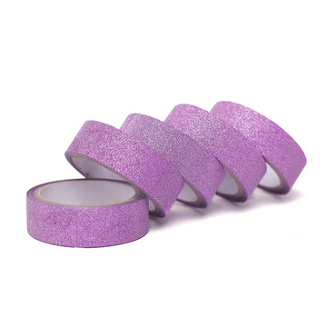 5 Pack 0.5"x5 Yards Purple Washi DIY Craft Glitter Tape