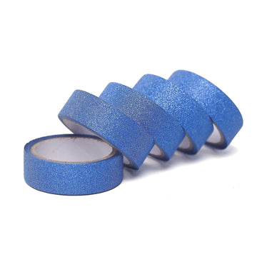 5 Pack 0.5"x5 Yards Royal Blue Washi DIY Craft Glitter Tape
