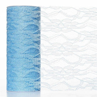 Elevate Your Events with Serenity Blue Floral Lace Tulle Fabric