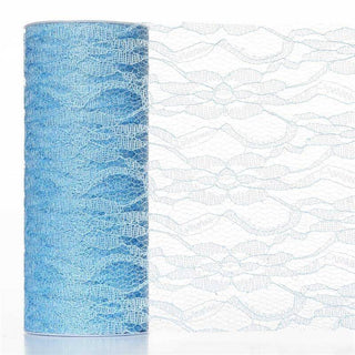 Elevate Your Events with Serenity Blue Floral Lace Tulle Fabric Elevate Your Events with Serenity Blue Floral Lace Tulle Fabric