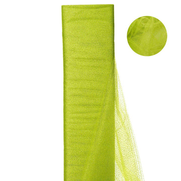 54"x15 Yards Tea Green Glitter Dot Tulle Fabric Bolt