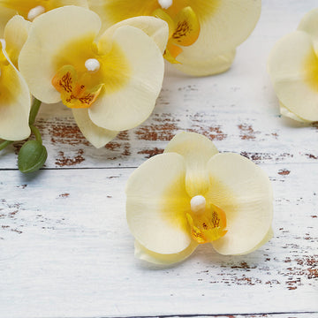 20 Flower Heads 4" Yellow Artificial Silk Orchids DIY Crafts
