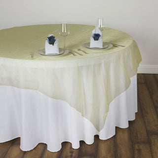 Yellow Sheer Organza Table Overlay - Add Elegance to Your Event Decor