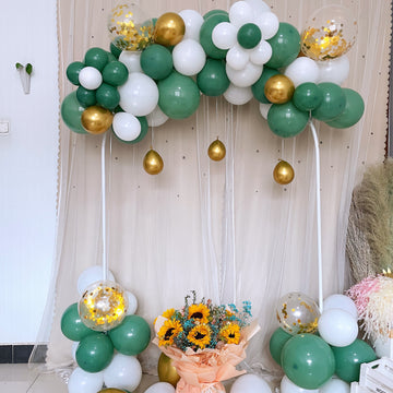 100 Pack Green, Gold, White, Clear DIY Balloon Garland Arch Party Kit