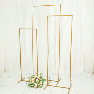Set of 4 Gold Metal Frame Wedding Arch, Rectangular Backdrop Stand, Floral Display Frame - 3.5ft, 4.5ft, 5.5ft, 6.5ft