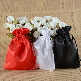 Premium Quality Silver Satin Drawstring Bags