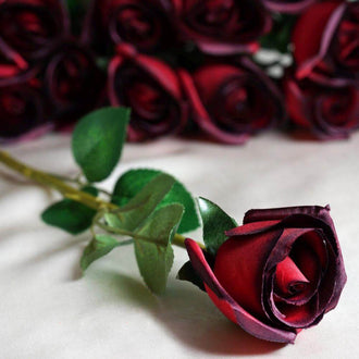 red/black single stem silk rose