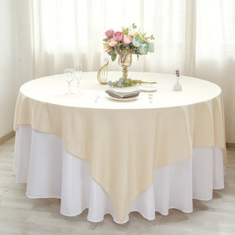 Beige Polyester Square Tablecloth