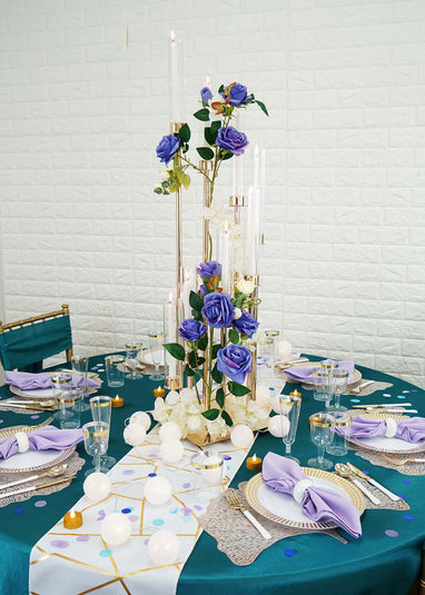 Exude Flamboyance with our Teal & Lavender Tablescape