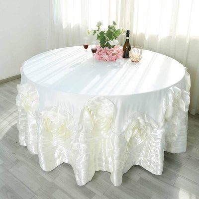 White round tablecloth on decorated table