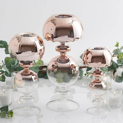 Rose gold pumpkin candle holders