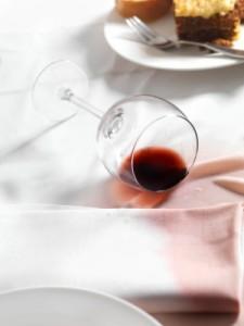 Wine spilled on a tablecloth