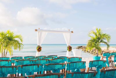 Beach wedding ceremony setup