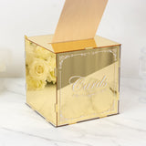 10inch Gold Mirror Acrylic Wedding Card Box with Slot - Wishing Well Money Box for Reception